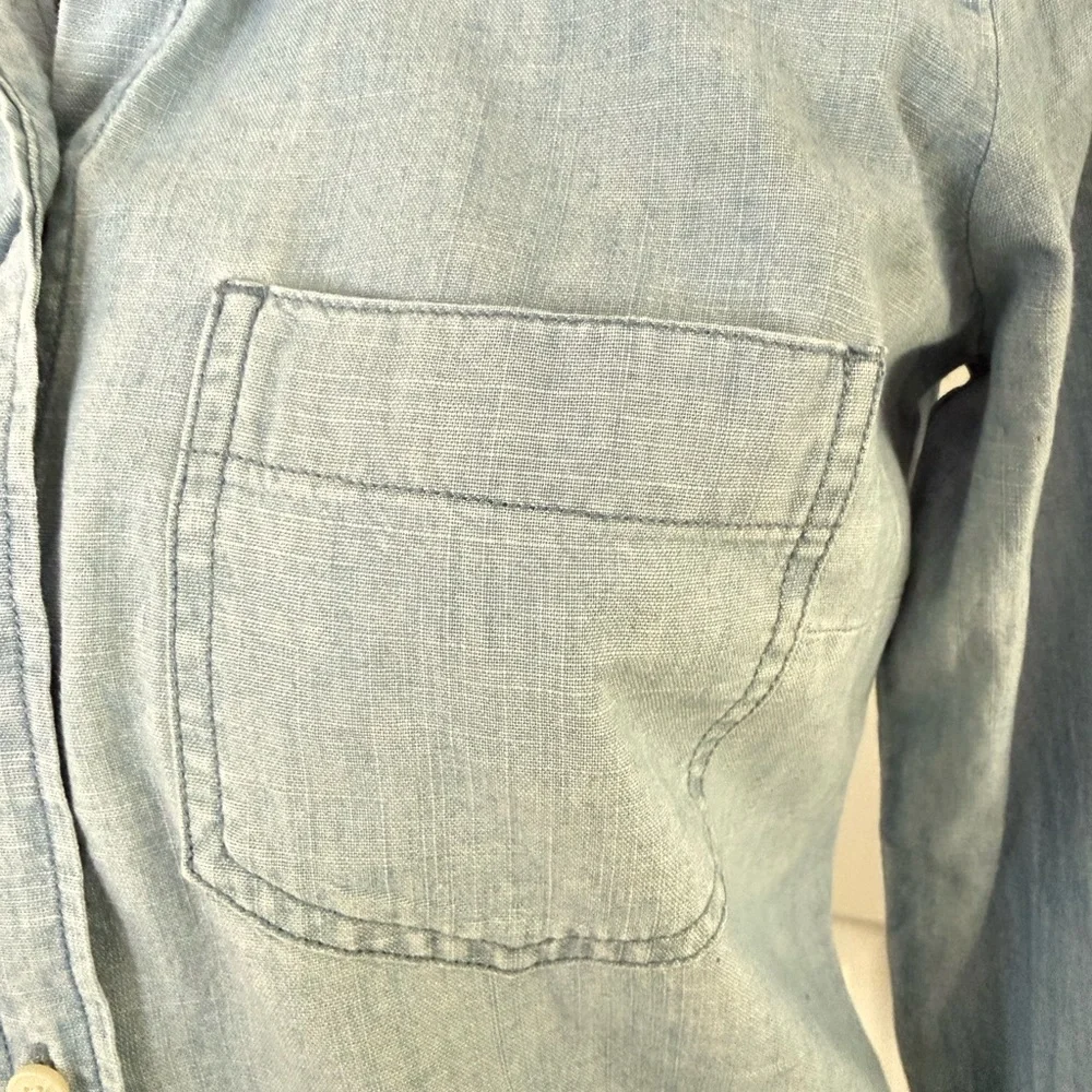 J.Crew Chambray Shirt XS Light Wash Button Down Cotton Denim Top - Picture 8 of 10